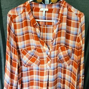 Joie orange plaid popover (size L)